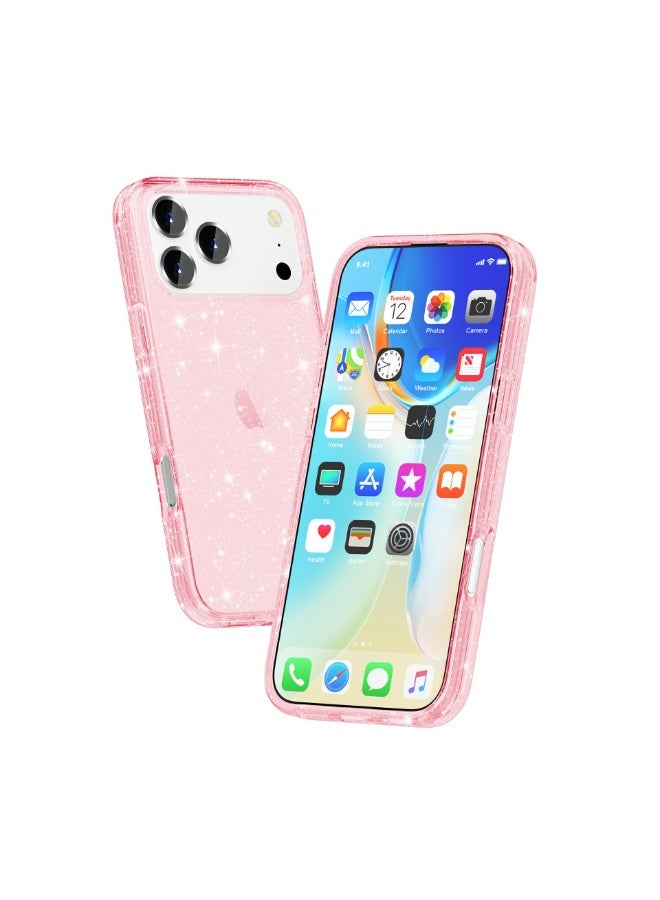 Compatible with iPhone 17 Pro Max Case Clear Glitter, Hard PC Back Shockproof Protective Bumper Cover, Sparkle Bling Sparkly Cute Slim Women Girls Phone Cases - Image 5